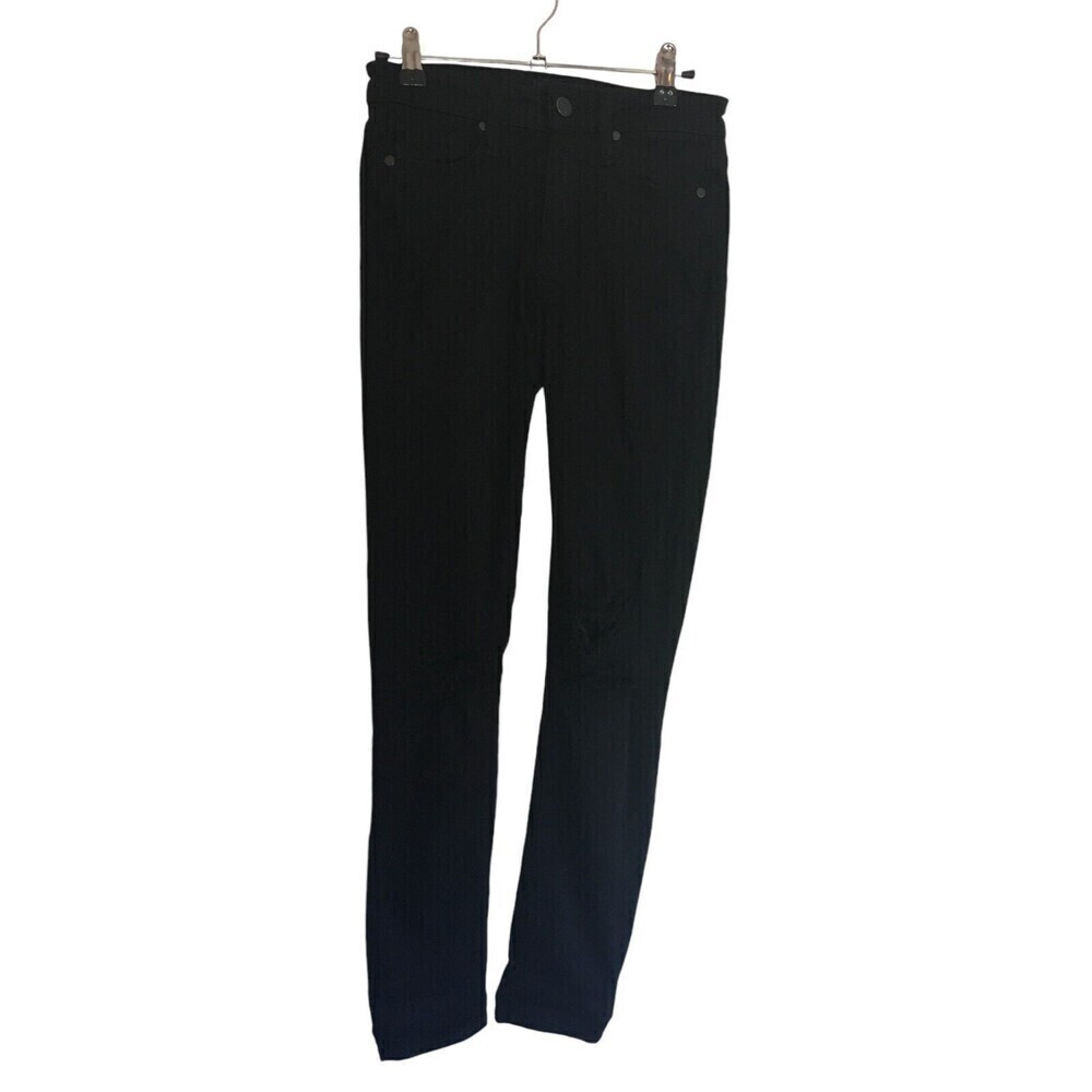 Paige Pants Women's Size 24 Black Distressed Cotton Blend Skinny